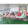 Remessa gratuita Atividades ao ar livre 7m Longa Papai Noel inflável de Natal em trenó dirige um trenó com rena para decoração ao ar livre