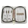 Manicure Set With Morandi Grey Top-Grade Full Grain Cow Leather Packaging Nail Clipper Kits Perfect Gift Friends Family