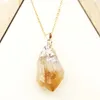 Pendant Necklaces Selling Natural Stone Raw Ore Irregular Topaz Necklace Yellow Crystal Charms DIY Fashion Jewelry Making Accessories 6PCS