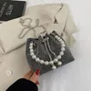 Bag Pearl Handbag Bucket Women's Messenger Trendy Fashion Bright Diamond Shoulder Chain Cross-body Bags