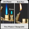 Unusual Blue Flame Metal Crocodile Double Fire Tiger Lighter Creative Direct Windproof Open Fire Conversion Lighter Man's Gift