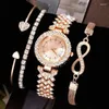 Wristwatches Diamond Women Watches Rose Gold Watch Ladies Wrist Rhinestone Womens Bracelet Female Relogio