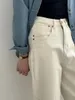Dżinsy damskie 2024 Kobiety stały kolor bawełniany bawełniany bawełniany spodnie Pantaloni spodni swobodny streetwear jean femme