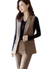 Pantaloni da due pezzi da donna gilet e pantalone da donna Donne Slim Blazer Blazer Pareti set per le donne da ufficio abbigliamento da lavoro