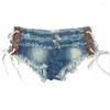 Kvinnors shorts sommar kvinnor sexig låg midja super kort denim jeans bandage feminino nattklubb