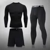 Tracksuits voor heren Men Compressieset Korte mouw T-shirt Takkere broek Fitness Bodybuilding Kleding Rashguard Sportpakken