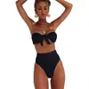 2024 New Bikini Sexy Bra Solid Pit Stripe Swimwwear Split High Womens Basswear Womens