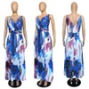 Designer Frauen Sommermode lang Größe Kleid 2024 Damen Sexy Hosentender Strand Chiffon Kleid Blumen böhmisch lange Kleid Frauen lässig Kleid Frauen Strandrockd424