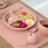 11st Baby Feeding Silicone Dinner Plate Palls Bowl Fork Spoon Kids Tabellery Set Fashionable Pure Childrens Dishes Bowl Baby Stuff 240321