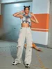Spodnie damskie Y2K mody mody szeroką nogę street street klapa kieszonkowa bok detale detale hip -hop spadochronowe spodnie mujer