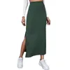 Rokken gebreide kleding stretch midi rechte lente herfst vrouwen lange hoge taille bodycon rok solide split sexy straat