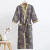 Abbigliamento da casa Vinatge Floral Print Coppia di accappatoio abito da sonno in pizzo con tasche per le tasche Pajamas Kimono Nightgown Skin Friendly Abe