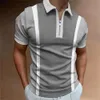 Verão 2024 Camisa masculina com colarinho de colarinho de colar