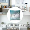 Pillow Ocean Teal och Blue Waves Abstract Throw Soffa Cudowwase Covers Decorative