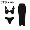 Kvinnors badkläder Cputan 2024 Sexig 3D Flower Bikini Set One Piece Swimsuit kjol halter brasiliansk biquini baddräkt strandkläder klänning