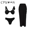 Swimwear femminile Cputan 2024 Sexy 3D Flower Bikini Set One Piece Swimsuit Skirt Halter Halter Biquini Biquini Suit Abito da spiaggia Abito da spiaggia