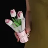 Flores decorativas simuladas tulipe eterno festival de flores seco de presente cargo montado no escritório de decoração aniversário