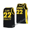 New NCAA Iowa Hawkeyes Basketball 22 Caitlin Clark College Size Adult White Yellow Round Collor