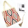 Sacchetti da sera Lady Knitting Gypsy Bohemian Boho Chic Aztec Tote Bag Women Wooline Shopper Open Shopper Handle 2024Female Daily Borse