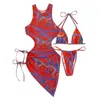 Swimwwear Fashion Beach Sexy Hollow Out Mesh TrawString 3 pièces de maillot de bain à la mode et des bikinis simples