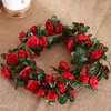 Dekorativa blommor 250 cm rosa rose konstgjorda siden Garland Autumn Wedding Home Room Decor Christmas Arrangement Garden Arch Fake Plant Vine