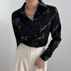 Women's Blouses Neploe 2024 Spring Sketch Graffiti Simple Lapel Neck Loose Shirts Women Y2k Long Sleeve All-match Blusas Mujer