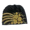 African Female Wrap Head Bonnet Muslim Turban Hat Lady Head Wraps Luxury Brodery Beading Pleated Turban Cap for Women 240403