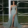 Party Dresses Jancember Dubai Green aftonklänning med overskirt Side Slit Lilac One Shoulder Wedding Formal Gowns SZ016