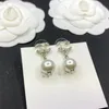 2024 Channel Boucles d'oreilles Perle Diamond Drop Gold Moles Oread Oreing Designer Foom Fashion Brand pas les oreilles de mariage en argent fondu