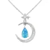 Chaines S925 Collier de lune coloré en argent sterling femelle Niche de luxe High Sense Joker Personnalité Clicule Ramadan