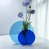 Vases Neon Acrylic Vase Easy To Keep Clean Fashionable Geometric Floral For Home Decoration Blue Ocean