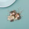 Hair Clips SLBRIDAL Handmade Baroque Style Copper Flower Pearls Bridal Accessories Wedding Comb Clip Set Women Jewelry