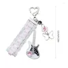 Keychains 652F Ribbon Guitar Farterfly Charm Keychain Decoration Jewelry for Women Girls