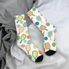 Men's Socks Sunny Pickleball Pattern Harajuku Sweat Absorbing Stockings All Season Long Accessories For Unisex Birthday Present