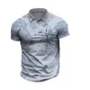 Ny 2023 Casual Short Sleeved Henry Independence Day Element Three Button Men's Raglan Polo Shirt