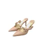 Summer New Style Pointed Thin Bow High Heel Shoes Bag Head Rivet Slippers Women's External Wearing Sandals Solid Color