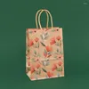 Gift Wrap Stobag 5st Flowers Kraft Paper Bag Tote Packaging Cake Candy Snack Weeding Kid Party Shopping Suppily Decoration grossist