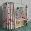 Rideaux de douche 180x180cm de salle de bain étanche en polyester rideau de rideau résistant perforé avec des crochets Flamingo Summer Fruit Modèle