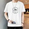 2024 New Summer Mens Short Sleeved T-shirt Cotton Loose Half Top t Bottom Shirt