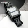 Watches 2022 NORTH EDGE Cyber Tank Men Digital Watch Retro Industrial Metal Style Waterproof 50M Sport Watches For Men World Time