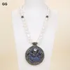 Pendanthalsband guaiguai smycken 20 "vit barock pärlhalsband Big Cz Pave Flower