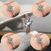 Eheringe 2CT Kupfer plattiert Silber Sechs Krallen Frauen 8mm Zirkon Verlobungsring Frauenkristall Roségold Finger Schmuck Tropfen