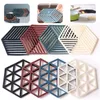 Table Mats 8 Pcs Silicone Trivet And Pads Hexagon Heat Multifuntion Kitchen Tool Counter Mat Placemat Pot Holder