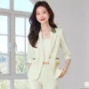 Women's Two Piece Pants NAVIU Black Beige Patchwork Blaze Jacket And Suits Spring Summer Office Lady Elegant 2 Sets Women High End Outfits