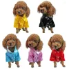 Dog Apparel Rainy Season Fashionable PU Reflective Strips Pet Raincoat Hooded Puppy Poncho Chihuahua Yorkie Accessories