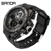 Wristwatches Sanad Top Brand 2024 Men's Watches Sport Duale Display Watch 5ATM Waterproof Quartz Wristwatch للرجال Relogio Maschulino 6087