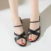 Tofflor Fashion Spring and Summer Women Cotton Flip Flops Solid Color Simple Beach Flat Bottom Dressy Sandals Wedge