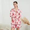 Roupas domésticas Bowknot Print de duas peças Loungewear Conjuntos de pijamas da primavera feminino