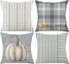 Pillow Blue Striped Peasant Throw Pillowcase 40x40 Pumpkin Decoration Autumn Thanksgiving Decorations Modern Cover