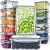 Storage Bottles 14Pcs-Food Airtight Containers 0.32L 6 0.84L 2.2L 2 Lunch Box Set BPA Free Microwave Safe